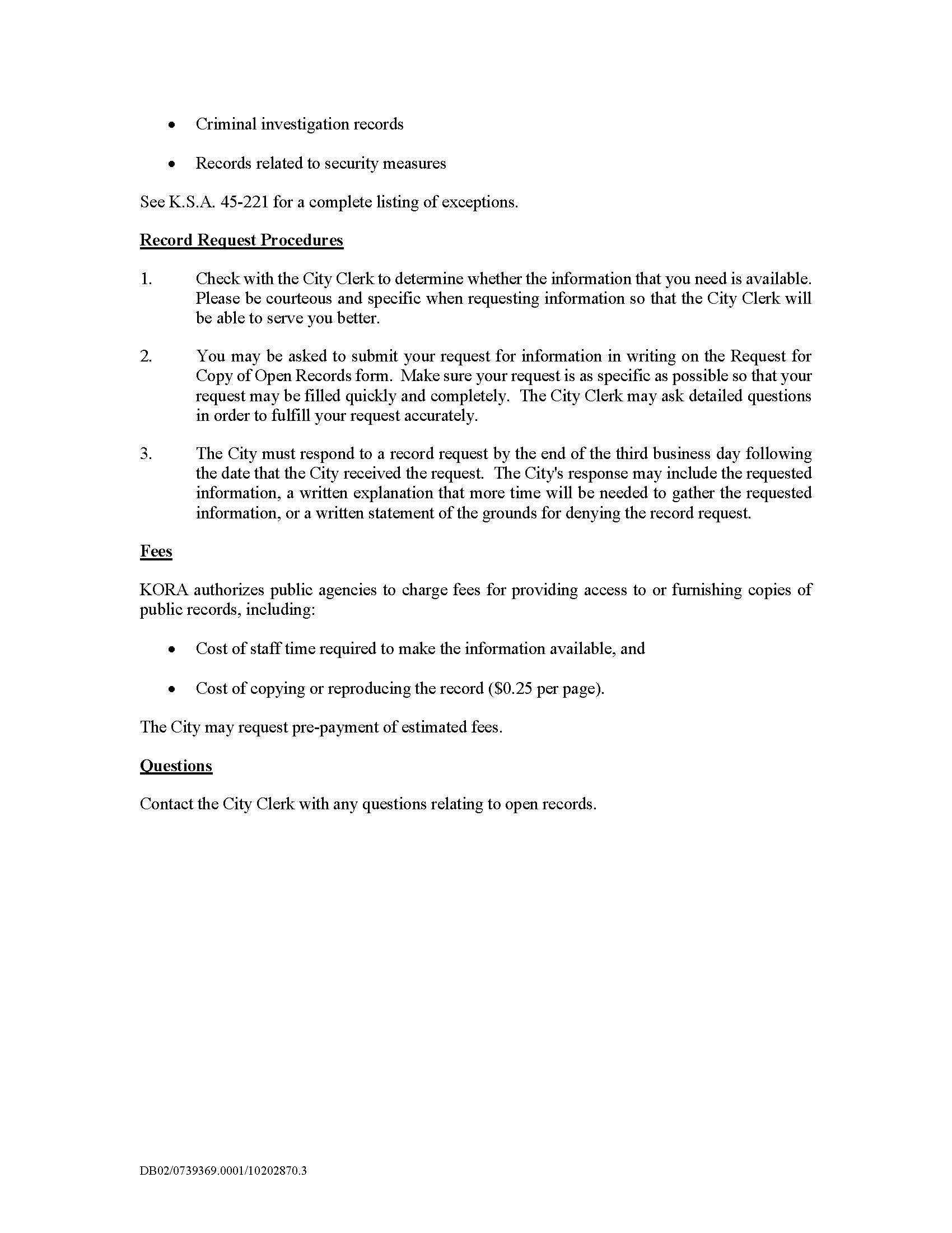 City of Mission Hills Open Records Policy 2